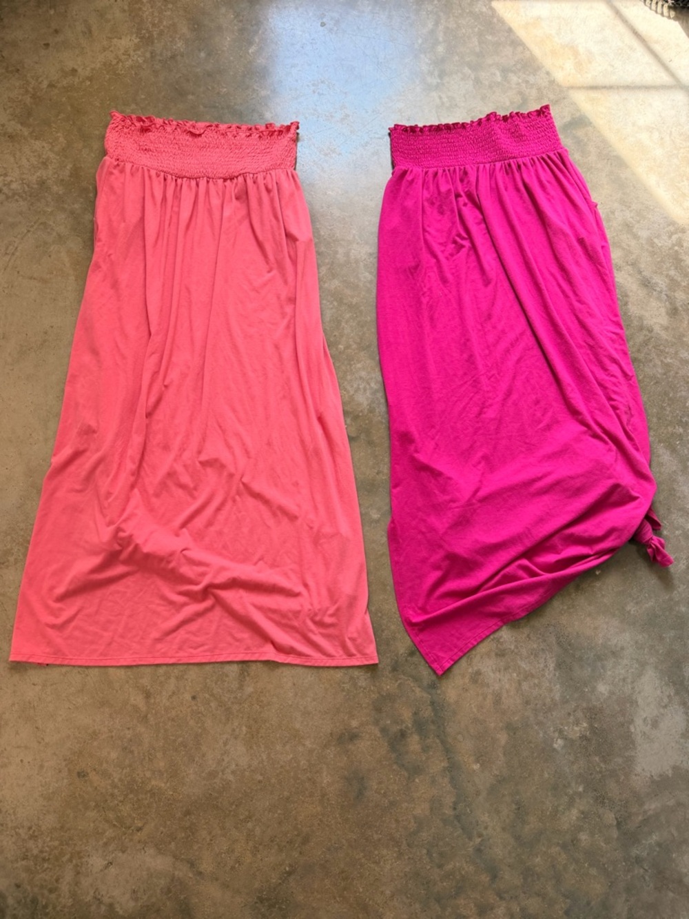 Zenana Outfitters Maxi Skirt Duo in Coral and Fuchsia - Picture 2 of 12